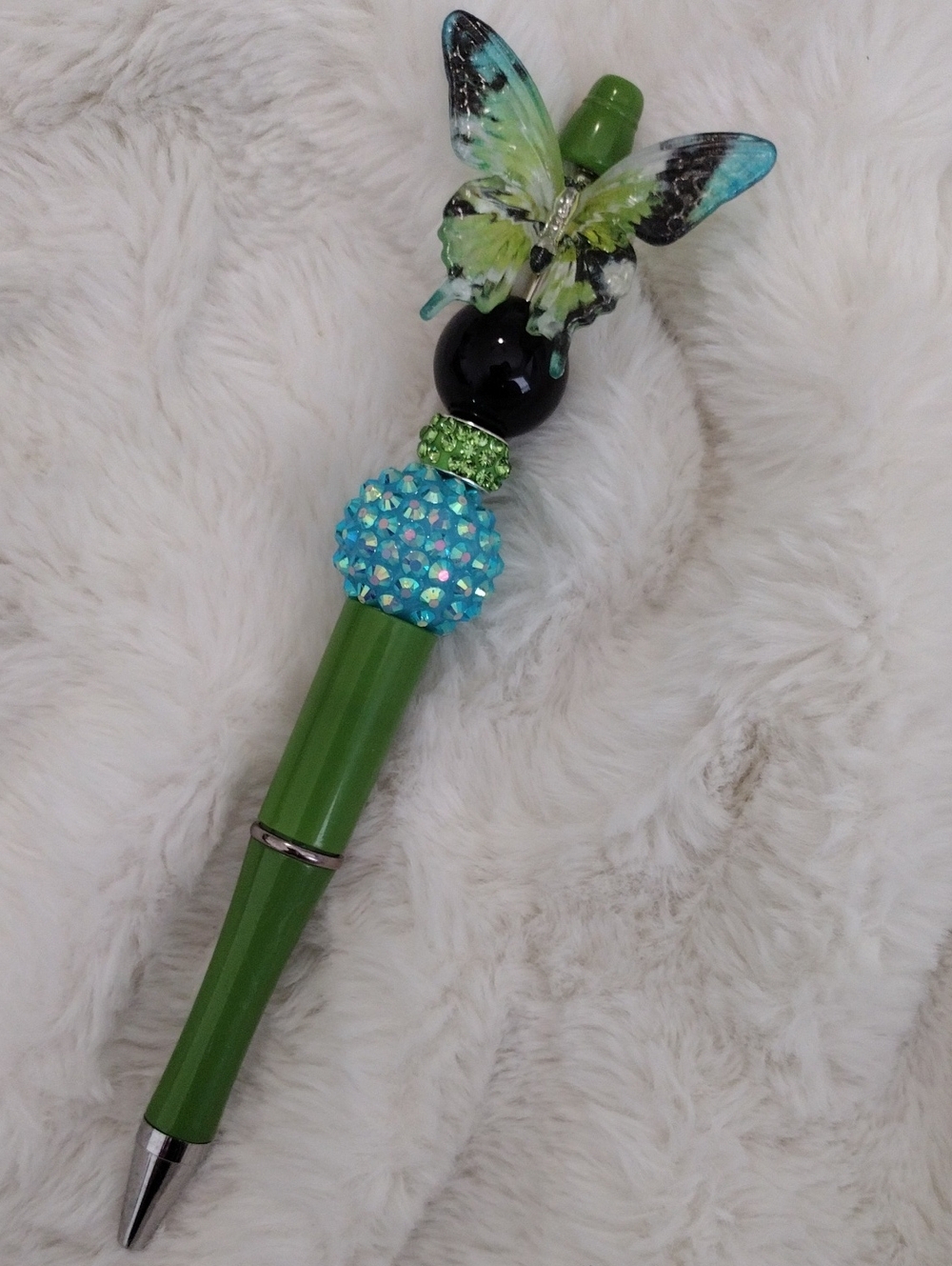 Decorative Green Butterfly Crystal Pen - Home Office